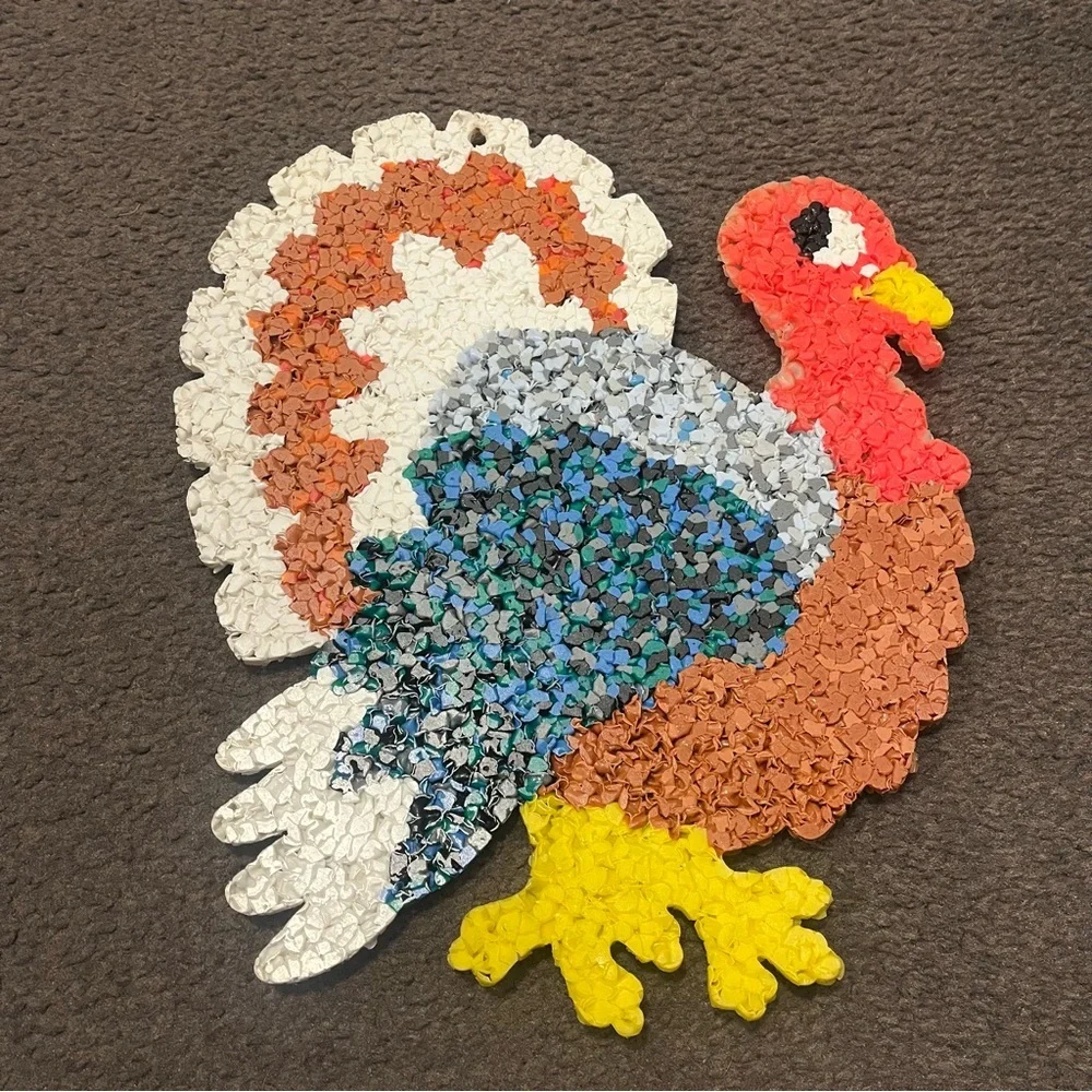 Vintage 70’s Melted Plastic Popcorn Turkey Wall Decor